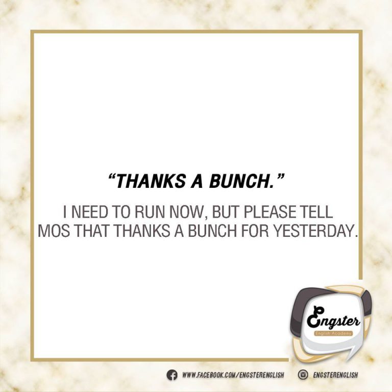 Thanks a bunch แปลว่าขอบคุณมากๆ เช่นเดียวกับ thank you so much หรือ thanks a lot คำว่า a bunch แปลว่ามาก นั้นเองครับผม