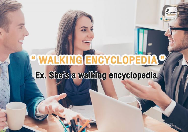 A walking encyclopedia ง่ายเลยจ้า พวกสารานุกรมเดินได้ แบบรู้ไปหมดทุกเรื่อง "She’s a walking encyclopedia."