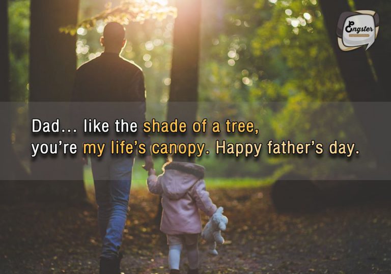 พ่อคะ ถ้าเปรียบกับร่มเงาจากต้นไม้นั้น พ่อเองก็เป็นร่มเงาให้กับชีวิตของหนูเช่นกันครับ สุขสันต์วันพ่อค่ะ