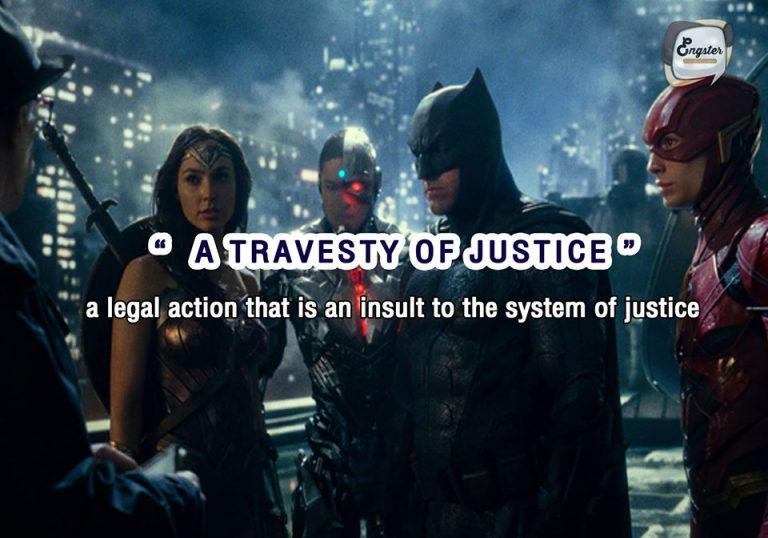 A travesty of justice - ความผิดพลาดในระบบตุลาการ หรือกระบวนการยุติธรรม Meaning: a legal action that is an insult to the system of justice Example: The trial was a travesty of justice and nobody was happy with the result.