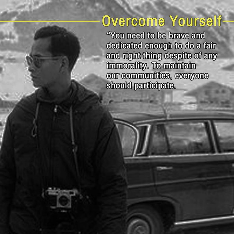 การเอาชนะใจตน “เราต้องกล้าและบากบั่นที่จะกระทำสิ่งที่เราทราบว่าเป็นความดี เป็นความถูกต้อง และเป็นธรรม ถ้าเราร่วมกันทำเช่นนี้ ก็จะช่วยค้ำจุนส่วนรวมไว้มิให้เสื่อมลงไป” .. พระราชดำรัส พระราชทานเพื่อเชิญไปอ่าน ในพิธีเปิดการประชุมยุวพุทธิกสมาคมทั่วประเทศ ครั้งที่ 12 ที่จังหวัดพระนครศรีอยุธยา วันที่ 12 ธันวาคม 2513