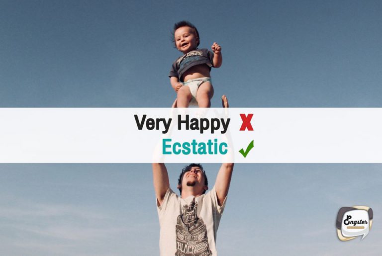 Very happy -> Ecstatic (เอคสแทท-ทิค) มีความสุขล้น ดีใจอย่างเหลือล้น . He was ecstatic at the news of his daughter's birth. เขาดีใจมากสุดๆเลย เมื่อรู้ว่าลูกสาวเขาคลอดแล้ว